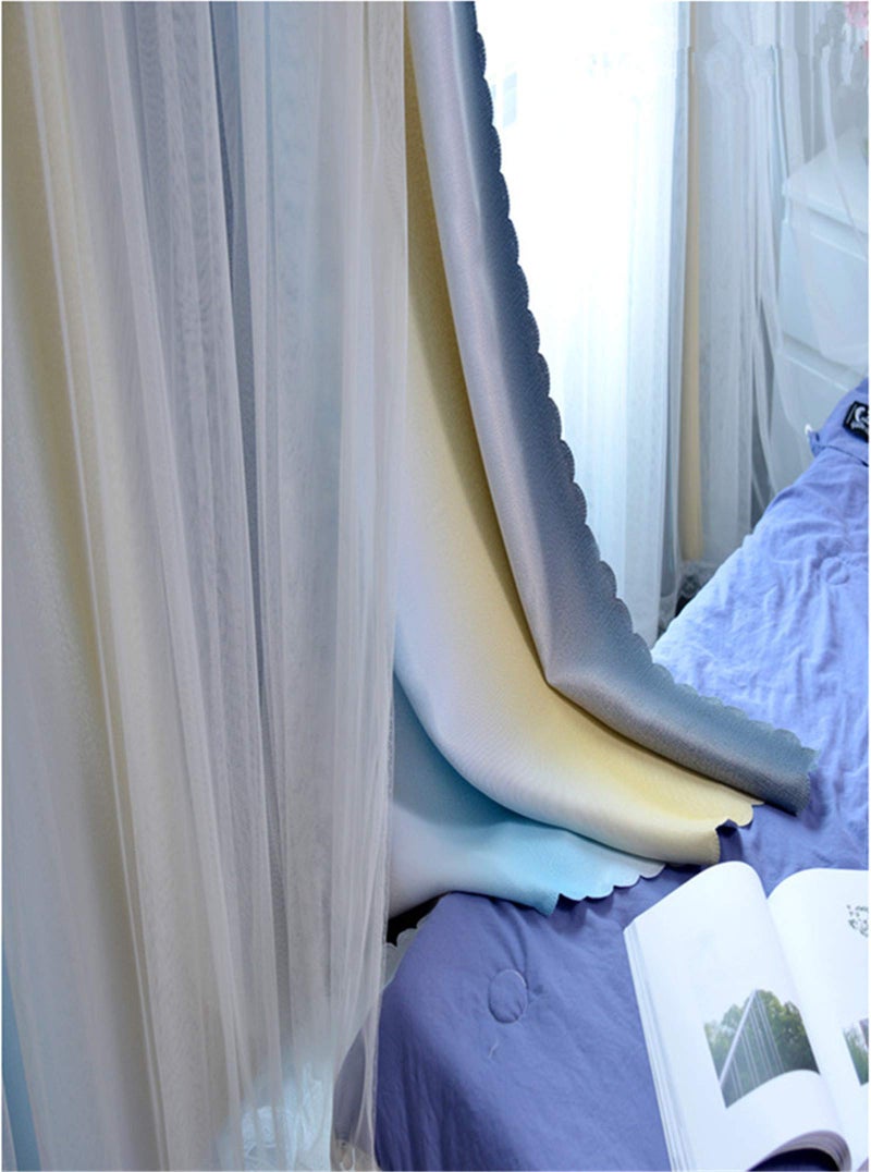 Yancorp Curtains for Girls Bedroom Kids Room Curtain Colorful Window Nursery Curtain 63 inches Length Room Darkening Grommet 2 Layers (Gray Blue, W52 X L63) - Image 4